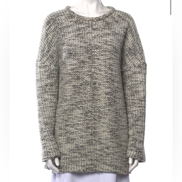 HELMUT LANG Gray Marle Boucle Oversized Slouchy Pullover Top - Picture 1 of 11